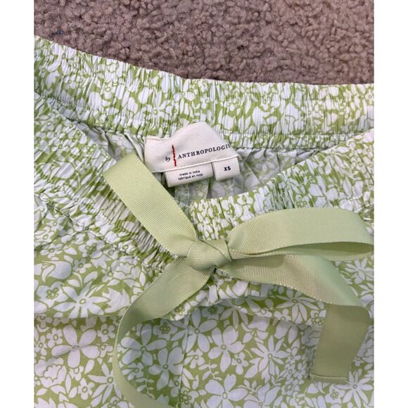 Anthropogie Green and White Lace Sleep Shorts - Picture 2 of 5